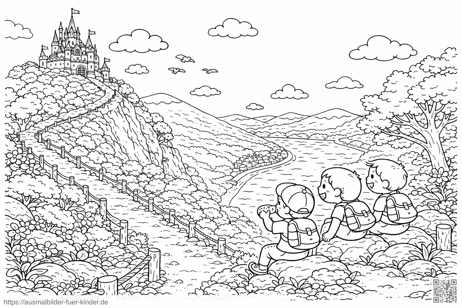 Drachenfelsbahn auf dem Berg - Ausmalbild