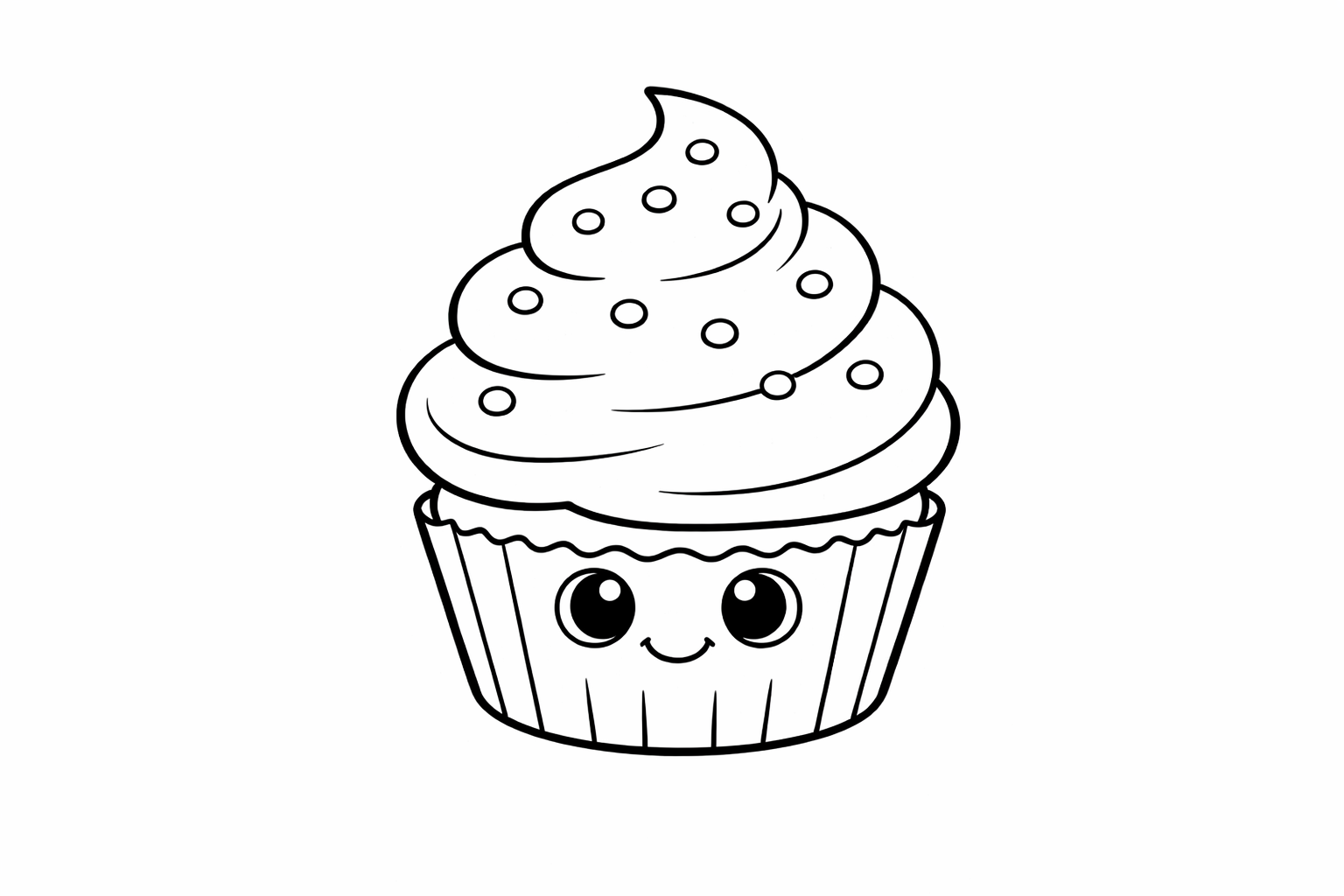 Kawaii Cupcake mit Streuseln - Ausmalbild