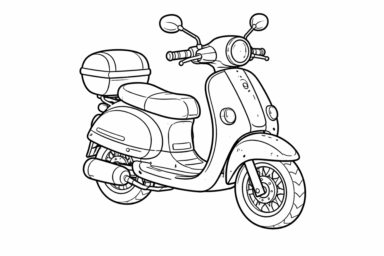 Klassischer Roller - Ausmalbild