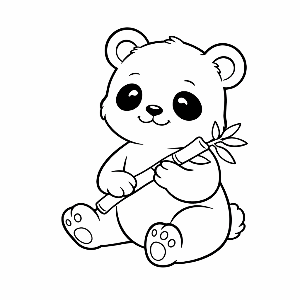 Kleiner Panda Mit Bambusstock