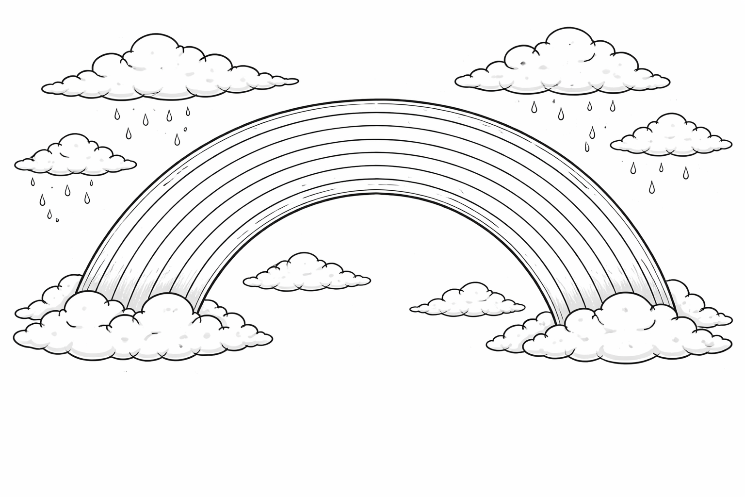 Regenbogen über Wolken - Ausmalbild