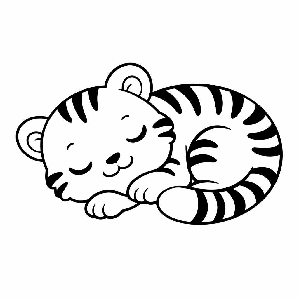 Schlafender Tigerjunge Zum Ausmalen