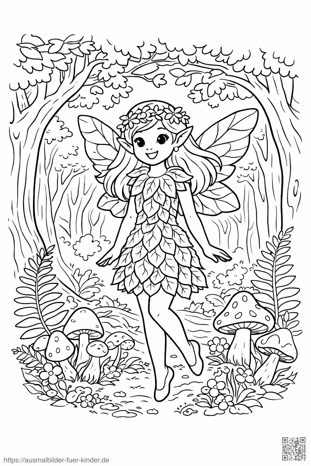 Waldfee - Ausmalbild